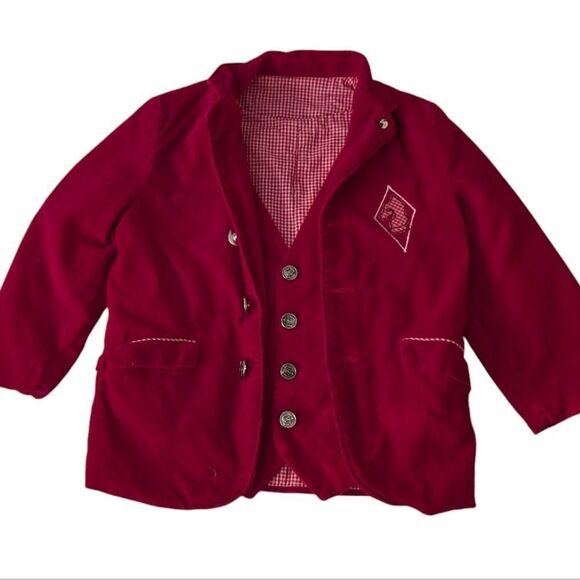50s 60s Boys Vintage Red Courdory Chess‎ Jacket Vest Set MCM - Picture 7 of 10